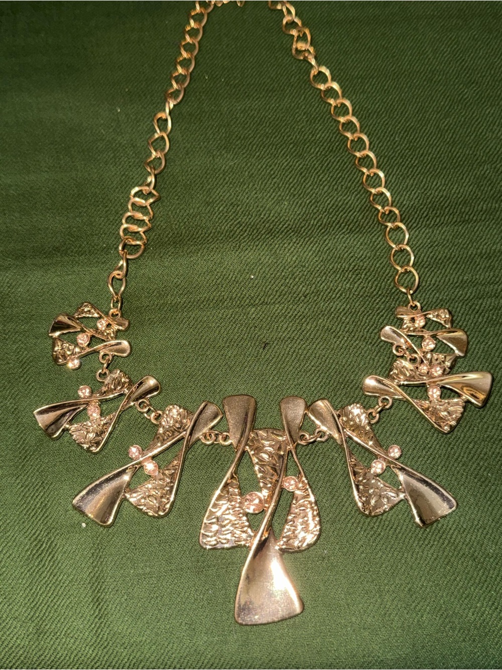 Gold-Tone Statement Necklace with Sculptural Drops